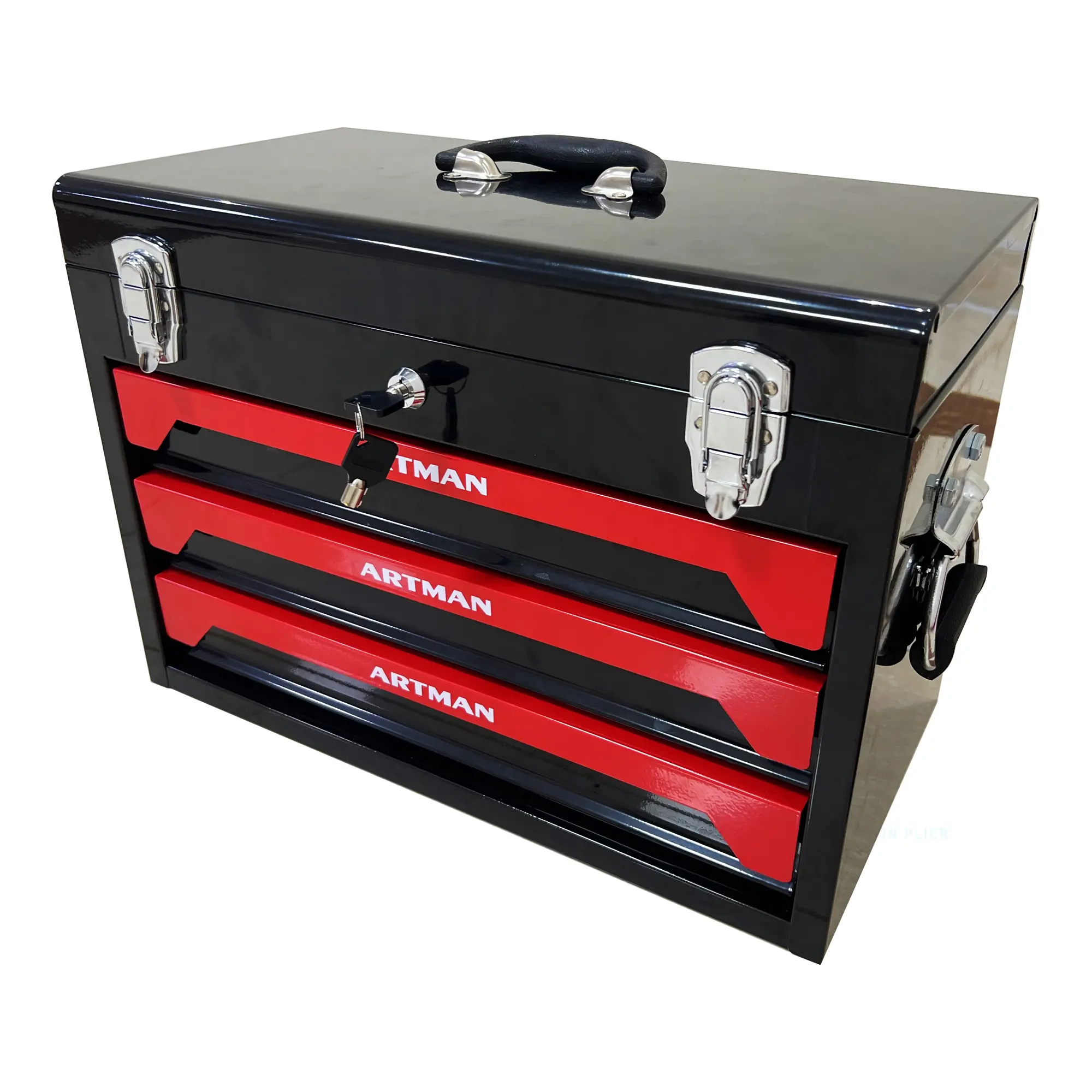 Mechanics Tool Set with 3-Drawer Steel Toolbox, SAE & Metric Socket Ratchet Wrench Set, Screwdriver, Pliers, Hammer, Hex Keys & Repair Tools Kit for Garage, Auto Repair, Home DIY & Workshop