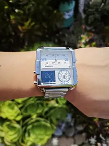 2024 Sport Men's Watch Luxury Brand Quartz Military Wristwatch Clock LED Display Reloj Three Time Zone Luminous