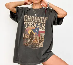 [Sale Up To 40%] Choosin' Texas Comfort Colors T-Shirt, Vintage Country Music Merch, Retro Western Cowboy Shirt