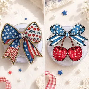 Patriotic Bow Magsafe Phone Grip – American Flag Ribbon Magnetic Pop Socket & Kickstand