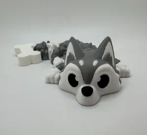 3D Printed Husky • Articulated Husky Figurine • Cute Wolf Puppy Desk Decor
