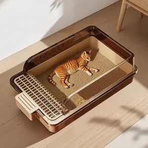 Large Sifting Cat Litter Box with Odor Lock, Privacy Lid & High Spill-Proof Walls, Smooth Surface Easy Clean, Suitable for All Cat Ages