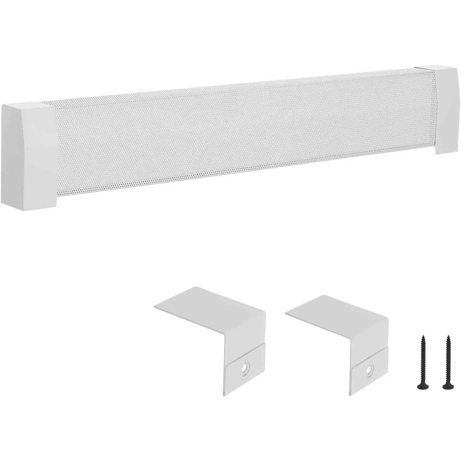 VEVOR Premium Series 4 ft Steel Baseboard Heater Cover, Heavy-Duty Standard Fit for Electric Heating Units, End Caps, Scratch Resistant, Long-Lasting, Simple & Stylish Design, Easy Installation, Ventilation, White Rectangular (Bedroom, Living Room), Begin