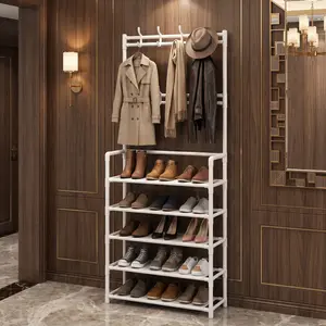 Small Space Must-Have 5-Tier Shoe Rack Coat Rack, Multi-Functional Entryway Storage for Mudroom & Front Door
