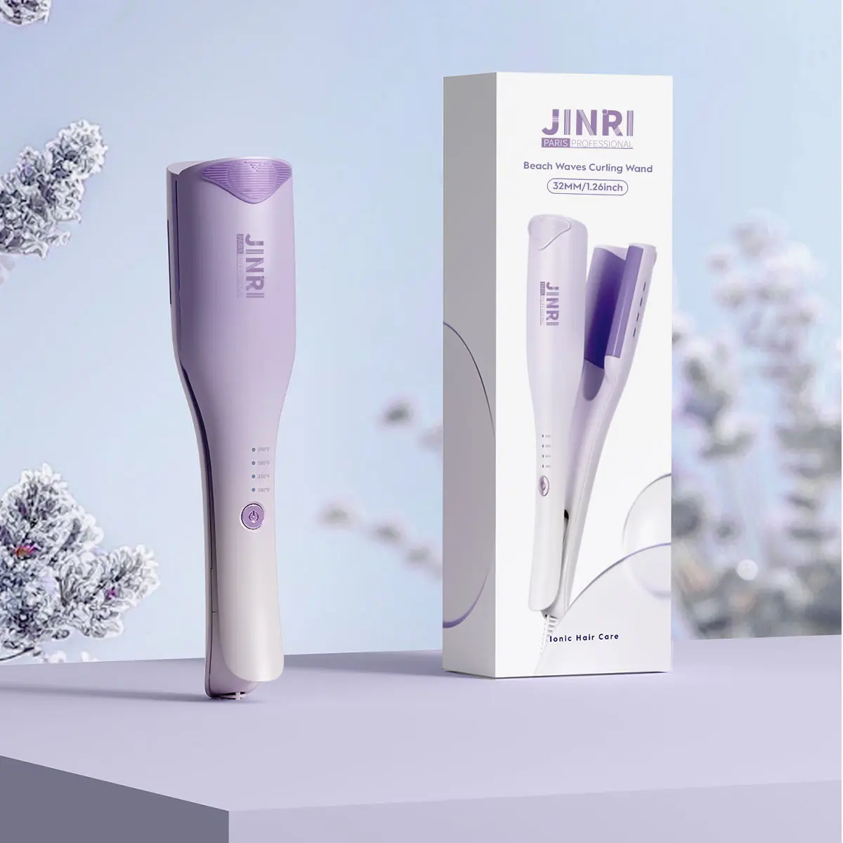 JINRI 3 Barrel Hair Waver for Beach Waves – Negative Ion Anti-Frizz Crimper, Dual Voltage, Purple