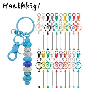 20pcs Beadable Keychains Bulk Kit, DIY Keychain Making Supplies with Metal Blanks for Crafts,