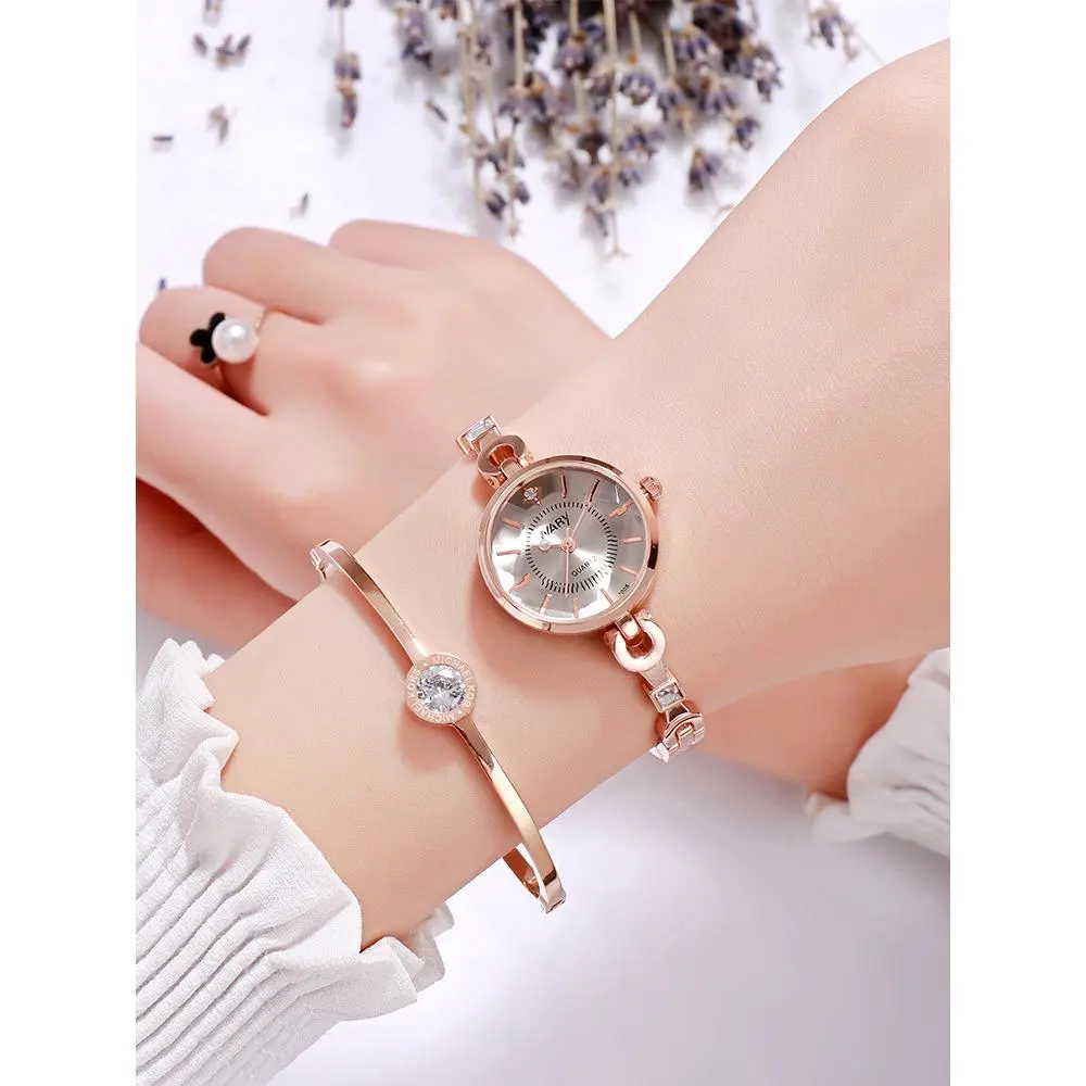  rose gold case with gray surface steel strap