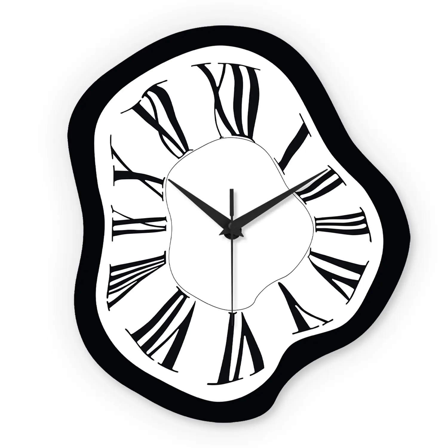 Constantplanet Modern abstract melting wall clock — black-and-white modern 12-inch irregular quartz clock silent battery suitable for living rooms bedrooms and gallery decor — an ideal modern home décor gift and bedroom timepiece Decorative Minimalist