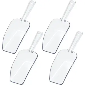 4Pcs Clear Plastic Ice Scoop for Freezer, Mini Candy Popcorn Scoops for Buffet Food Dry Goods, Flour Scoops for Canisters, 7.5 In (Clear)
