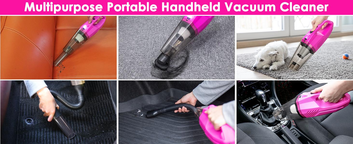 THINKWORK Pink Portable Vacuum Cleaner Kit with 8000PA Cordless Rechargeable Handheld Vacuum Cleaner, Gift for Women, High Power Accessories THINKWORK Pink Portable Vacuum Cleaner Kit with 8000PA Cordless Rechargeable Handheld Vacuum Cleaner, Gift for Women, High Power Accessories