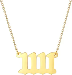 Angel Numbers Necklaces,Women Girls Dainty Gold Silver 111 1111 222 333 444 555 666 777 888 8888 999 Pendant Necklace Spiritual Numerology Jewelry