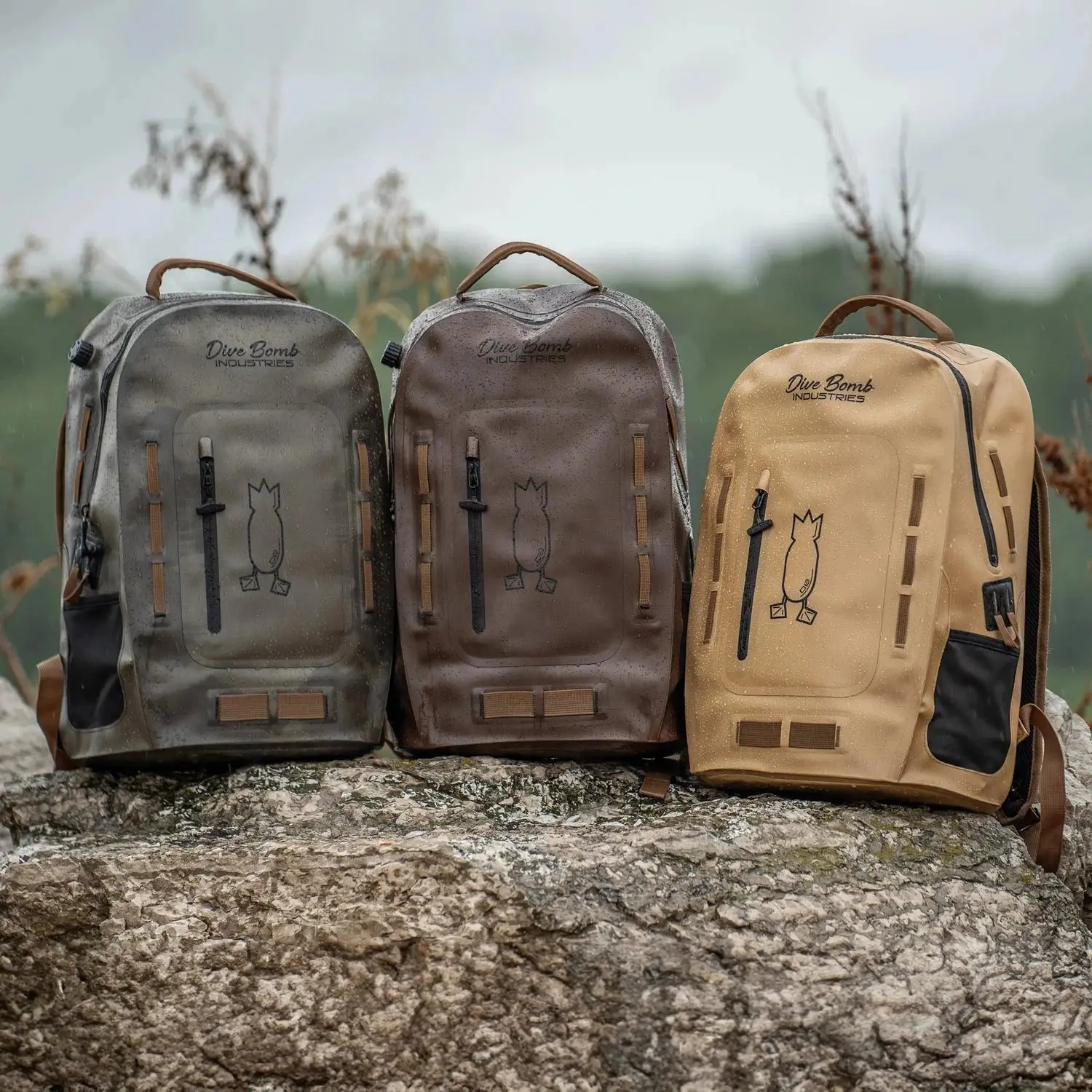 Dive Bomb Industries Waterproof Travel Backpack - 13x19x7" Durable Bags with Custom Foam Pad, Ideal for Hiking Gear, Everyday Use