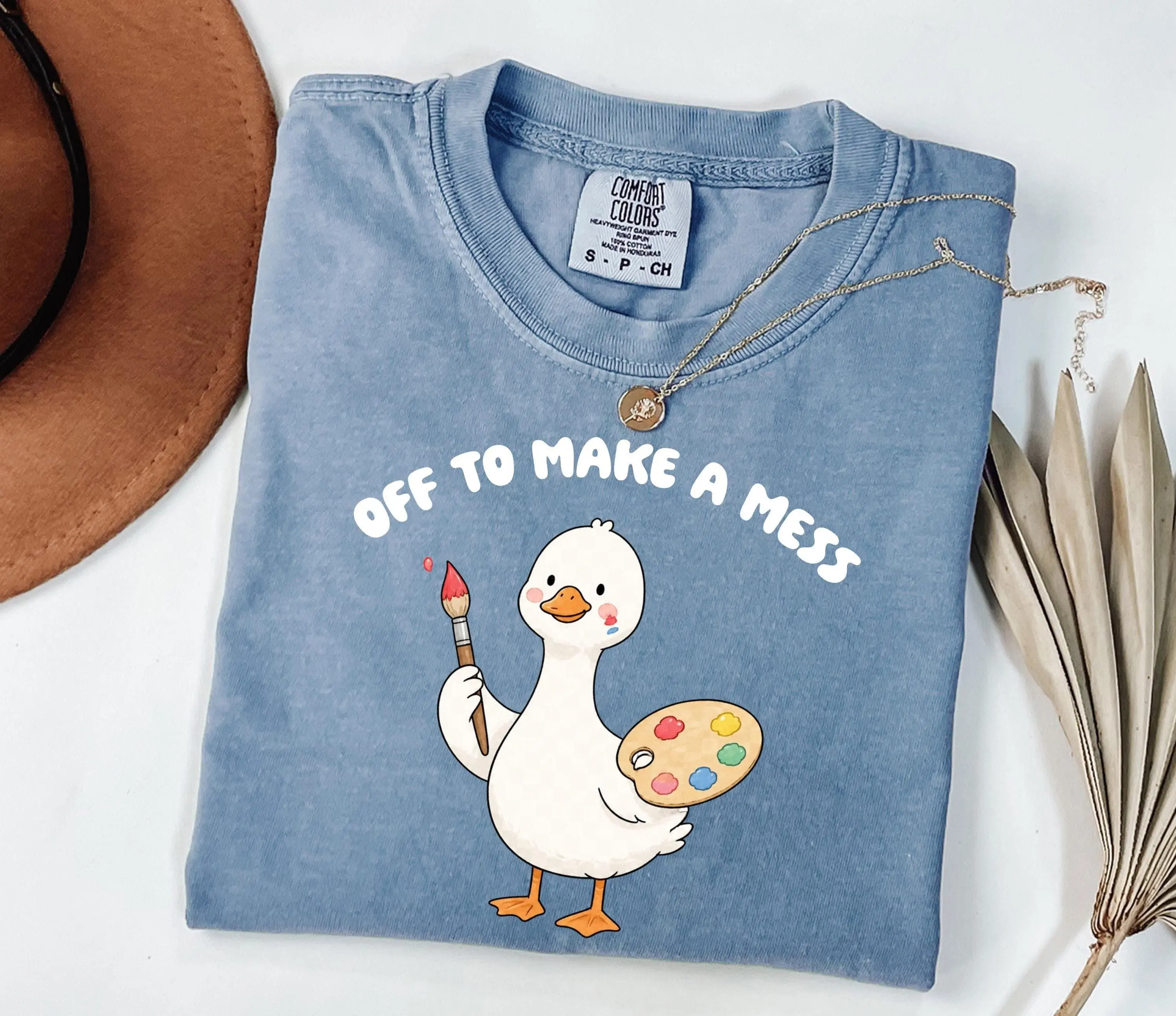Comfort Colors Off To Make A Mess Shirt, Artist Goose Tee, Funny Painter Gift, Cute Art Student T-Shirt, Painting Lover Apparel, Meme Top