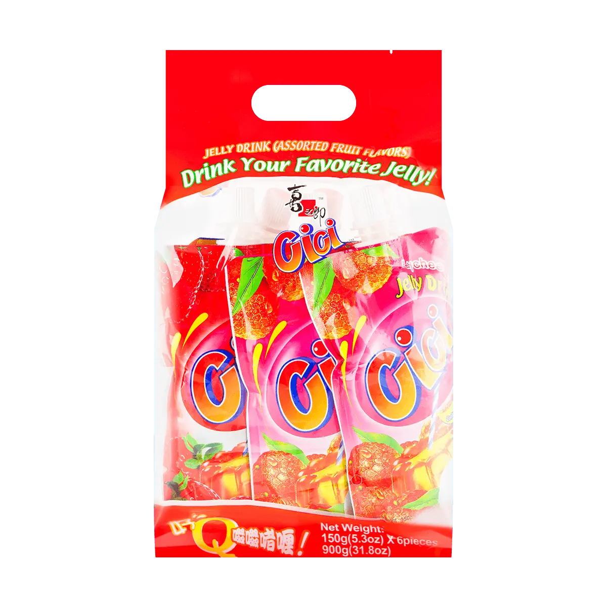 STRONGFOOD CICI Jelly Drink Mixed Flavors 900g - Lychee, Pineapple, Strawberry - Refreshing Fruit Jelly Pouches
