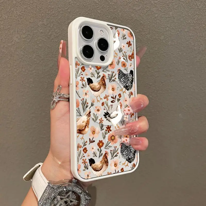 This aesthetically pleasing floral and chick design case is drop-proof, non-slip, and supports MagSafe charging. It's compatible with iPhone 17, 16, 15, 14, 13, 12, 11, XS, X, and other Samsung models. It makes a great gift for friends or family.