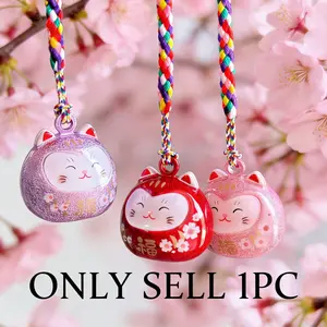 Japanese Lucky Cat Water Bell Keychain, Feng Shui Amulet, Fortune, Mobile Phone Charm, Bag Pendant, Daily Use, Cute Keychain Accessory, Tk-Cat-01 Model