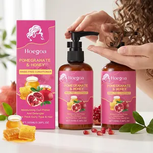 Pomegranate No-Rinse Hair Conditioner Set (100ML*2), Nourishes Dry Frizzy Hair, Repairs Split Ends, Gentle Smooths Hair, Moisturizes and Shines