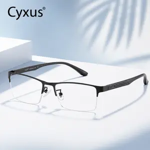 【Summervibes】Cyxus Blue Light Blocking Glasses for Men Woman Semi Rim Computer Gaming Office Study Eyeglasses with UV Protection  High Quality Eyewear Black Scratch-Resistant UV400 Ultralight Frame-8001, Pc, Semi Rimless