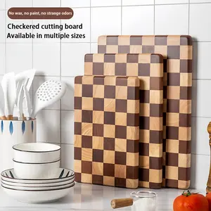 1PC Creative Checkered Cutting Board, Home Chopping Board, Mosaic Vegetable Cutting Board, Kitchen Food Prep Board, Fruit Solid Wood Board, Cooking Cutting Board