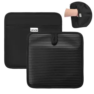 VEVOR 2-Pack Pot Holders, 500°F Heat-Resistant 100% Cotton Hot Pads (9.06x8.98in) with Ribbed Soft Anti-Slip Silicone Strips, Waterproof, 2 No-Mark Hanging Hooks, Washable Trivets for Kitchen, Oven
