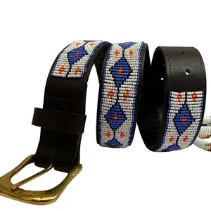 Handmade Beaded Leather Belt - Unisex, Maasai, Unique Design, Quality Materials