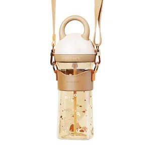 Nicepapa PPSU Water Bottle for Babies Over 12 Months 14 Ounces with Sliding Lid Bite-Proof Mouthpiece & Three Carry Options BPA-Free Silicone Straw