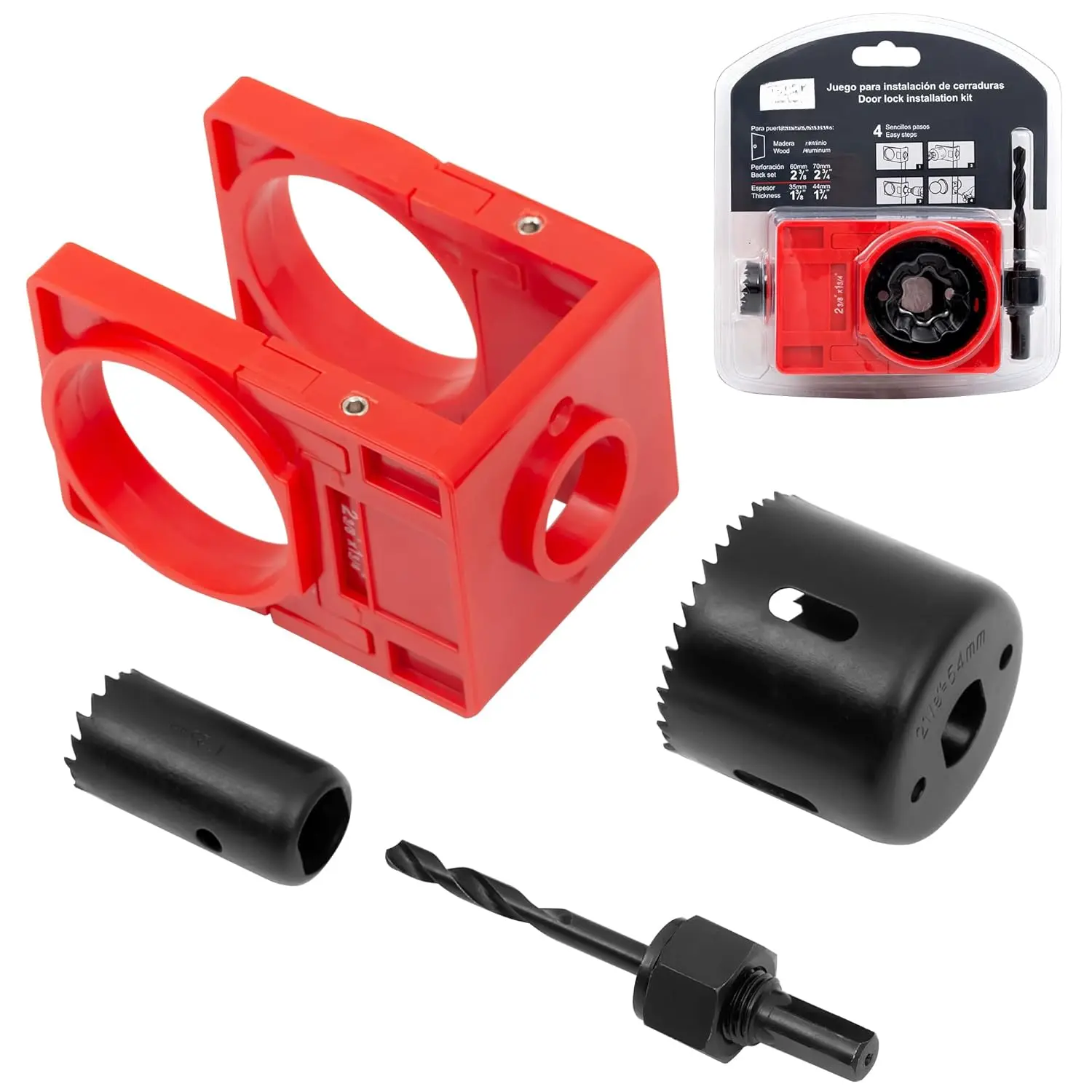 Door Lock Installation Kit Deadbolt Hole  Kit Door Knob Hole  Kit Deadbolt Installation Kit (Red)
