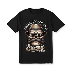 Men's "I'm Not Old, I'm Classic Foo" Graphic Tee - Funny Cholo Chicano Lowrider Design, Black Cotton Short Sleeve T-Shirt, Casual Round Neck, Machine Washable, Allseason Apparel | Playful Design | Graphic Print Shirt