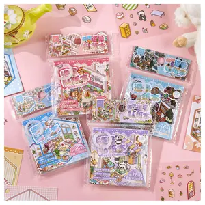 Mother's Day Gift  26 Micro-scenery Stickers Per Pack Stay-at-home Party Series Leisure-themed Handwritten Material Scene Stickers