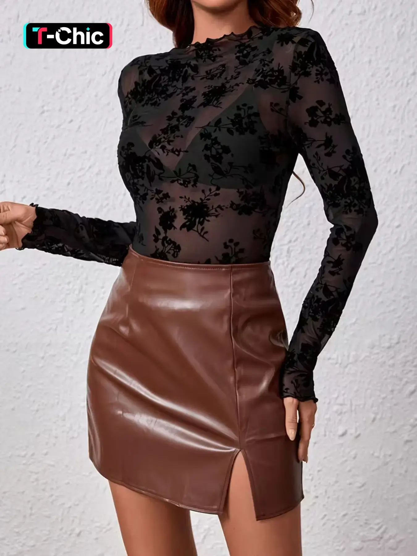 Elegant Women's Short Sleeve All Season Top, Sexy Sheer Mesh Velvet Floral Print Blouse Shirts, Perfect for Casual & Formal Wear, Stylish Design for All Occasions