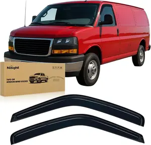 Nilight Tape-On Rain Guards for Chevrolet Chevy Express Van 1500 1996-2014 2010 2011 2012 2013 1014, Window Visors Vent Wind Deflectors-2PCS