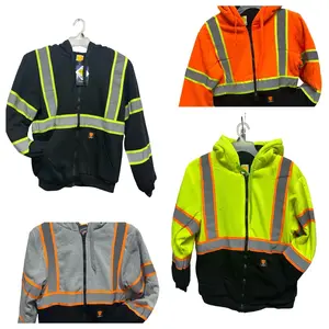 0515 Winter Insulation Fur Lining Heavy Hoodie Sweater with Reflective Tape for Men warm and comfort Long Sleeve Stylish