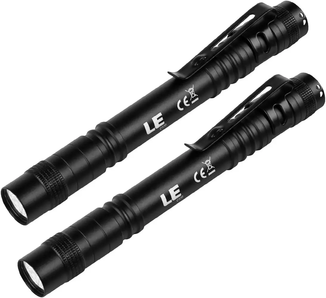 Lighting EVER 2-Pack Handheld Pen Light, High-Powered Compact Torch with Clip, Lightweight Mini Waterproof Pocket Tool, Cool Outdoor Gadgets, Gifts for Him, Birthday Gifts for Him, Men's Stuff for Inspection,campingessentials,outdoorfurnitureset,campingge