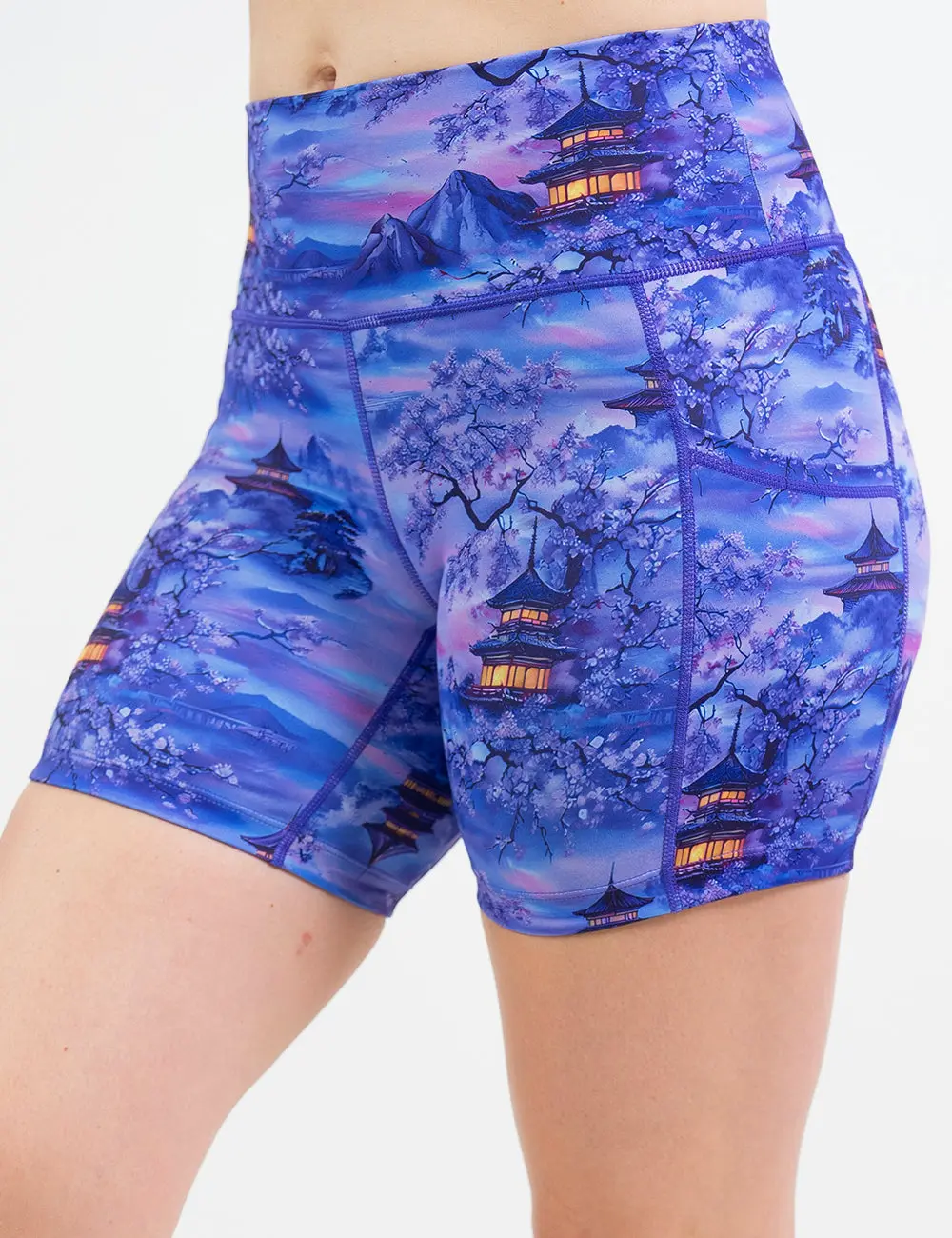 Women's CVG Calm Pagoda Print Shorts, Polyester Mix, Moisture-Wick, Deep Pockets, Multi-Size