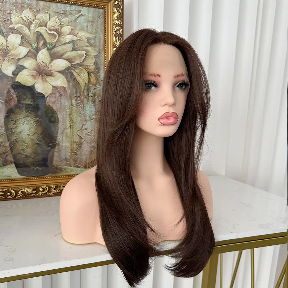 Lovestory Doreen Brown Synthetic Lace Front Wig - Pre Layered, Pre Styled, Natural Glueless, Straight Hair, Elegant Look, Easy Styling Lace Wig, Lace Wigs, Pre Styled Wig