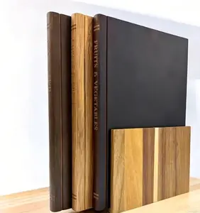 Acacia Wood Cutting Board Set, 3 Pcs Book Style Wooden Cutting Boards for Kitchen, Food Safe Chopping Board Set for Meat Vegetables Cheese Bread, Decorative Countertop Cutting Board with Space-Saving Storage