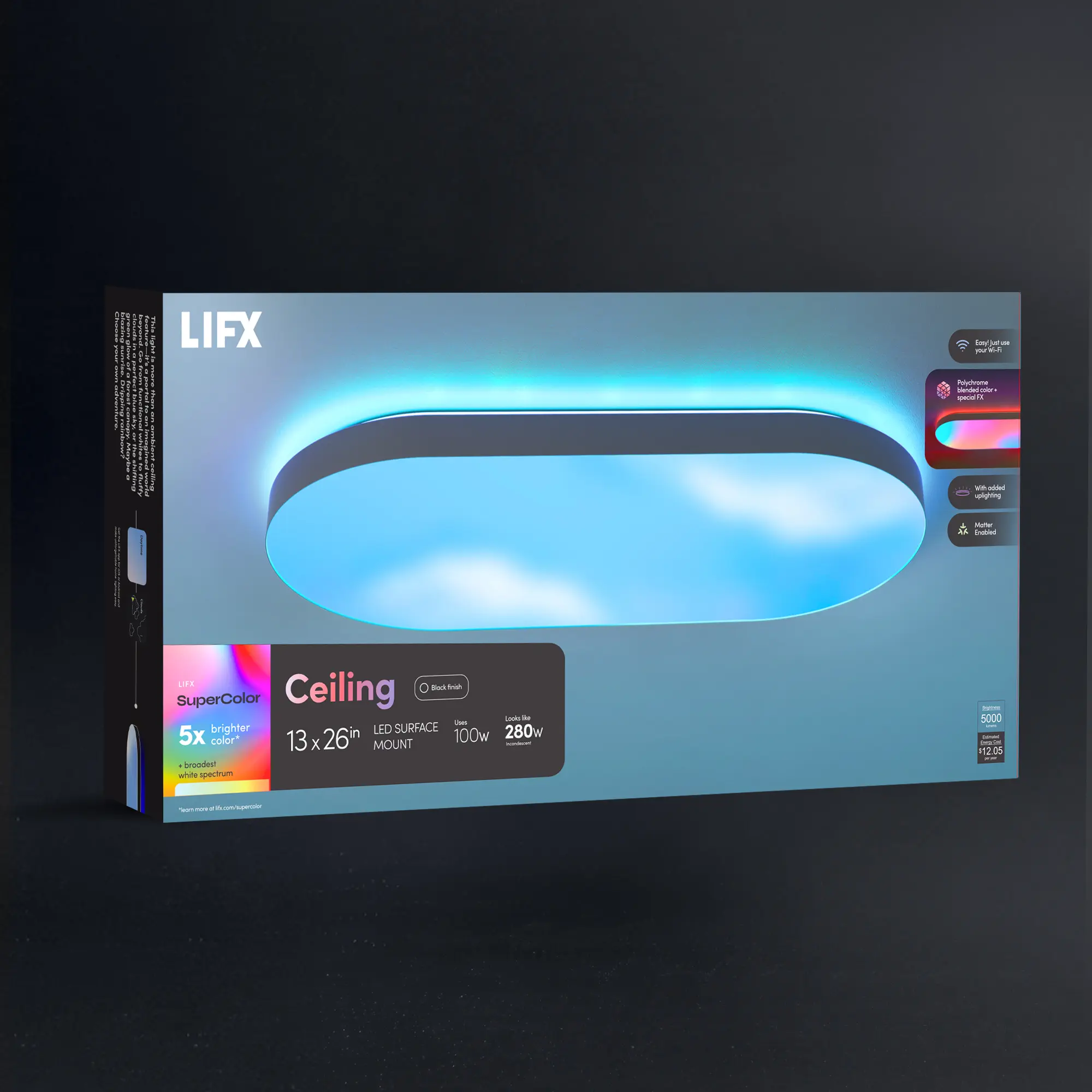 LIFX SuperColor 26" Ceiling Light Black Trim - 5000 Lumens