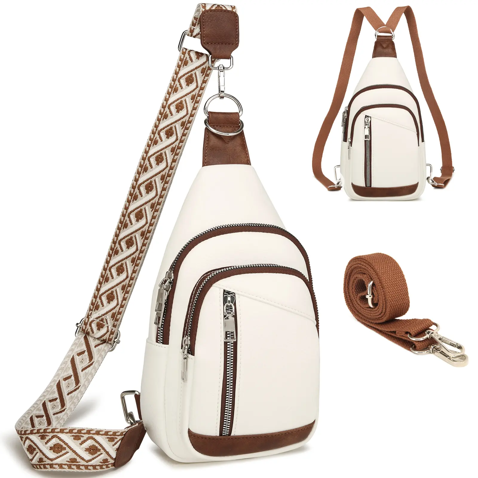 Myhozee Women's Adjustable Sling Bag - 2-in-1 Vegan Leather Crossbody Backpack, Crossbody Belt Bag with Removable Straps for Travel & Daily Use, Small Shoulder Chest Clutch, Crossbody Belt Bags