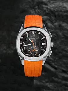 NAVIFLZ NFVZ New Classic 5968 Men's Watch Orange Color Sapphire Crystal Rubber Srap Sports Male Quartz Watches 50M Waterproof