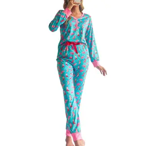 Women’s Christmas Pajama Set – Digital Print, Long Sleeve Top & Pants | Hot-Selling Euro-American Style, Cross-Border Party Loungewear