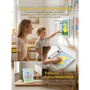 Magnetic Flip-Top Kids Art Frame Solid Wood Rectangle 8.5x11inch Handmade Display for Children's Artwork & Photos American Style Photo Frame