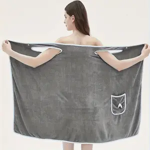 Wearable Bath Towel for Women, Bathroom Towel, Bath Towel for Women, Women Bath Wrap Towel for Shower with Pocket Adjustable Robe, Bath Robe for Home, Large Bath Towels (SizeM Fir for 90-145lbs)