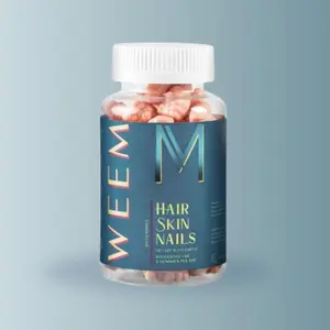 Weem Hair Skin & Nails Gummies - Vegan, Plant Based, Gluten Free. Natural Edible Vitamin Supplement America's #1 Hair Skin Nails Brand.