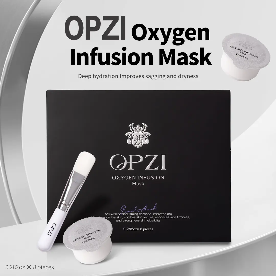 OPZI Oxygen Infusion Face Mask (8 Pieces/Box) - At-Home Retinol Foam Mask for Radiant Glow, Deep Detox, Moisture Boost, Skin Repair