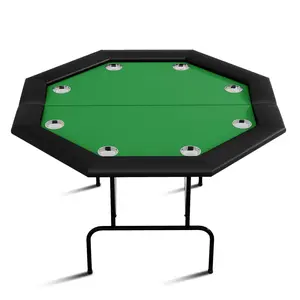 Garvee Apliton 8-Player Poker Table with Foldable Legs, Cup Holders, Portable Casino-Quality Surface, Black Jack Board, and Family Games Table for Texas Holdem