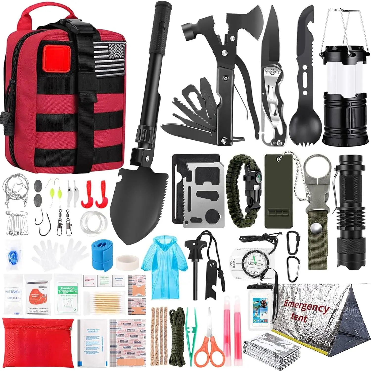 Survival Kit, Gifts  Men Women Teen Boys, 252 pcs Survival Gear and Equipment Mini First Aid Kit  Car Home, Emergency Kit with System  Earthquake, Outdoor Adventure, Car Travel