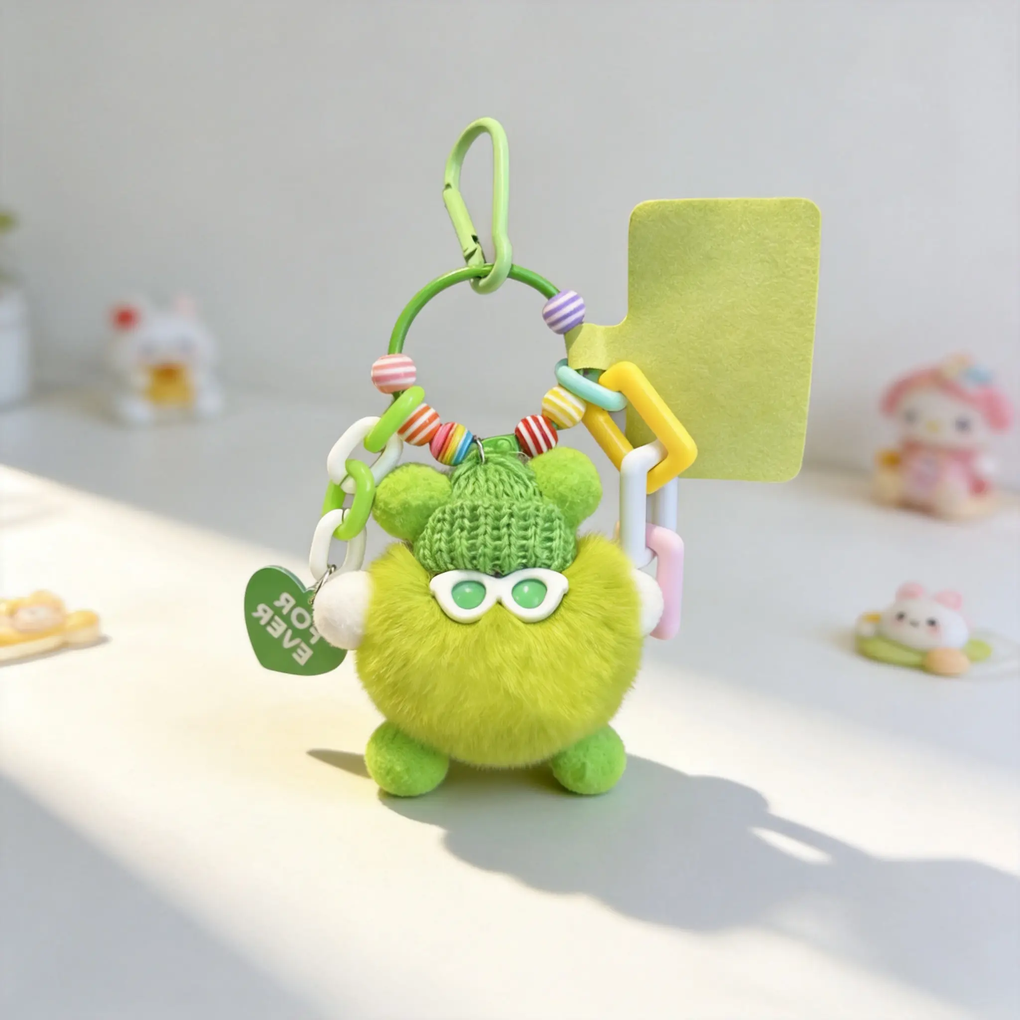 Handmade Fur Round Pendant Charm - Cute Small Cartoon Coal Ball Monster Doll, Lightweight Casual DIY Keychain for Bags, Mobile Phones, Cartoon Charms