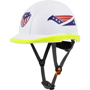 Men's Vented Safety Helmet, Cap-Style Electrician Hard Hat with Adjustable Ratchet Chin Strap, 20000V Electrical Insulation, Top Impact Resistance, P0 White Work Head Protection