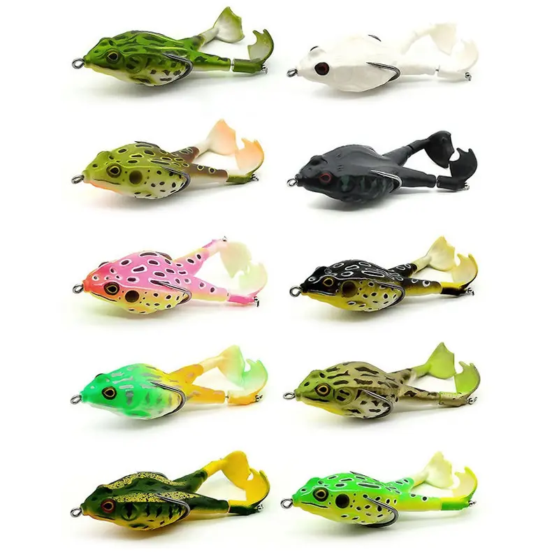10pcs Premium Double Propeller Frog Lure Set - Soft Floating Swimbait Crankbait with Realistic Swimming Action - Ideal for Catching Bass, Snakehead, and Catfish - 3.54in/13g