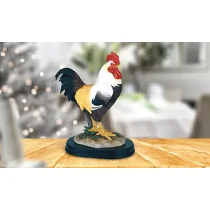 7.5"H White Rooster Statue Wild Animal Decoration Figurine